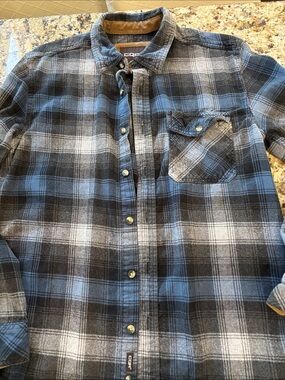 CQR Men's Casual Blue and Black Plaid Button-Down Shirt